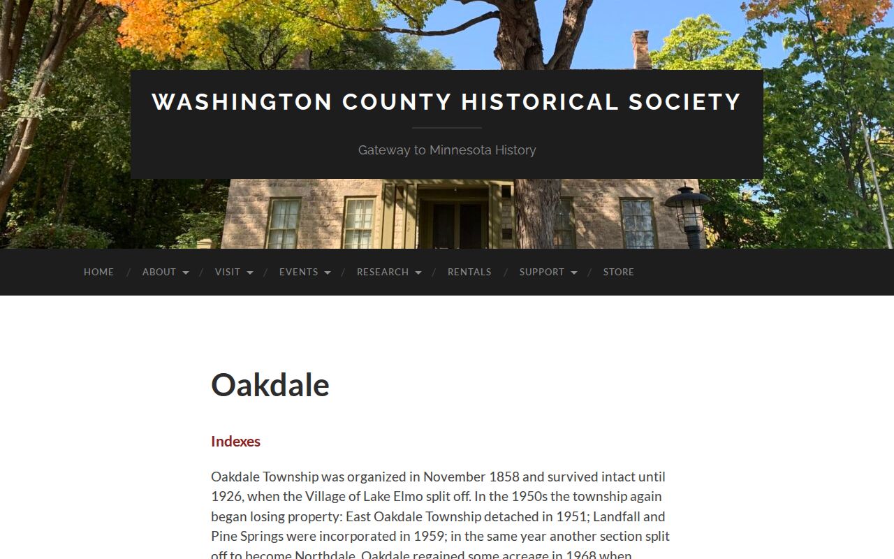 Oakdale city directory historical context at the Washington County Historical Society